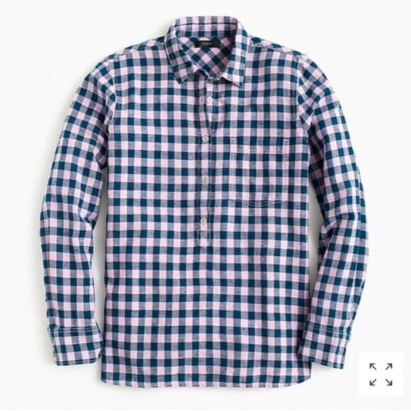 J.Crew Bright Lilac & Aqua Gingham Check Popover 0 - Picture 2 of 7